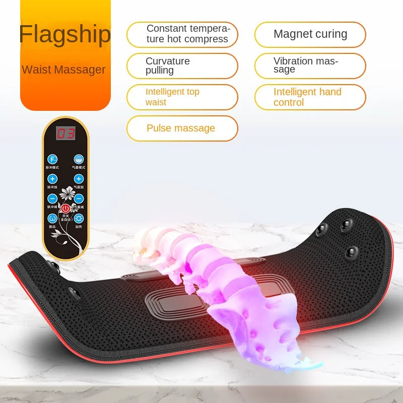 Lumbar Massager Heating Pulse Stretching Hot Compress Magnet Vibration Massage Cushion