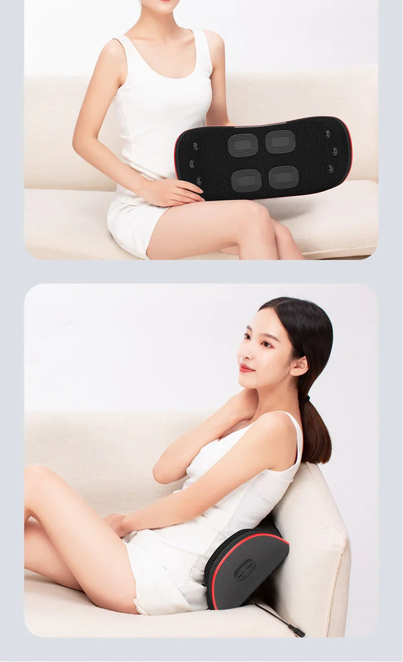 Lumbar Massager Heating Pulse Stretching Hot Compress Magnet Vibration Massage Cushion