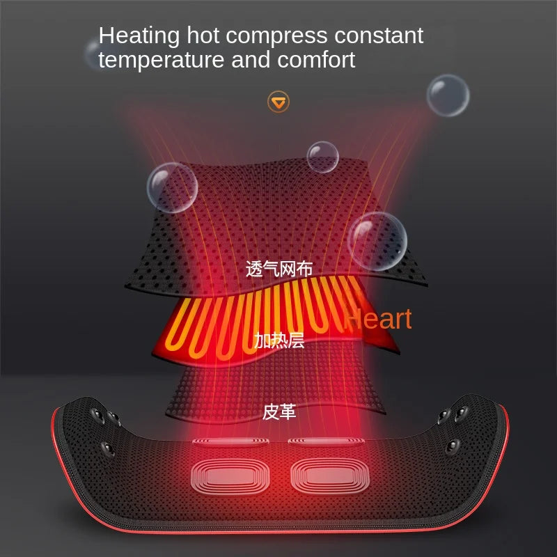 Lumbar Massager Heating Pulse Stretching Hot Compress Magnet Vibration Massage Cushion