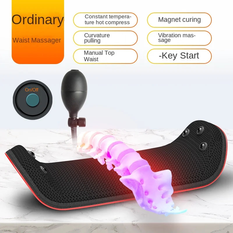 Lumbar Massager Heating Pulse Stretching Hot Compress Magnet Vibration Massage Cushion