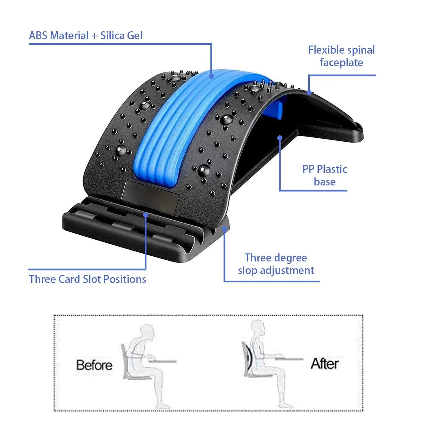 Acupuncture Multi-Level Adjustable Back Massager Stretcher Waist Neck Stretch Lumbar Cervical Spine Support Pain Relief Relax