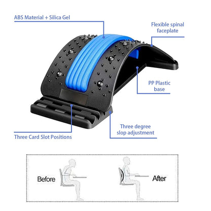 Acupuncture Multi-Level Adjustable Back Massager Stretcher Waist Neck Stretch Lumbar Cervical Spine Support Pain Relief Relax