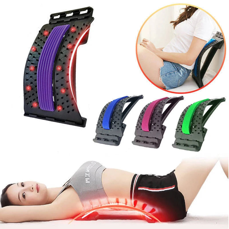 Acupuncture Multi-Level Adjustable Back Massager Stretcher Waist Neck Stretch Lumbar Cervical Spine Support Pain Relief Relax